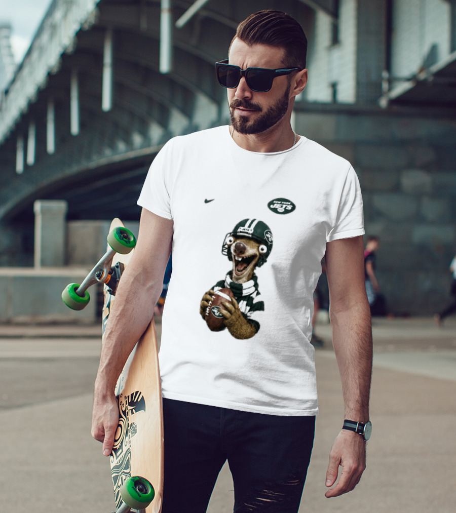 Sid The Sloth New York Jets Football Helmet Scarf And Ball T-Shirt