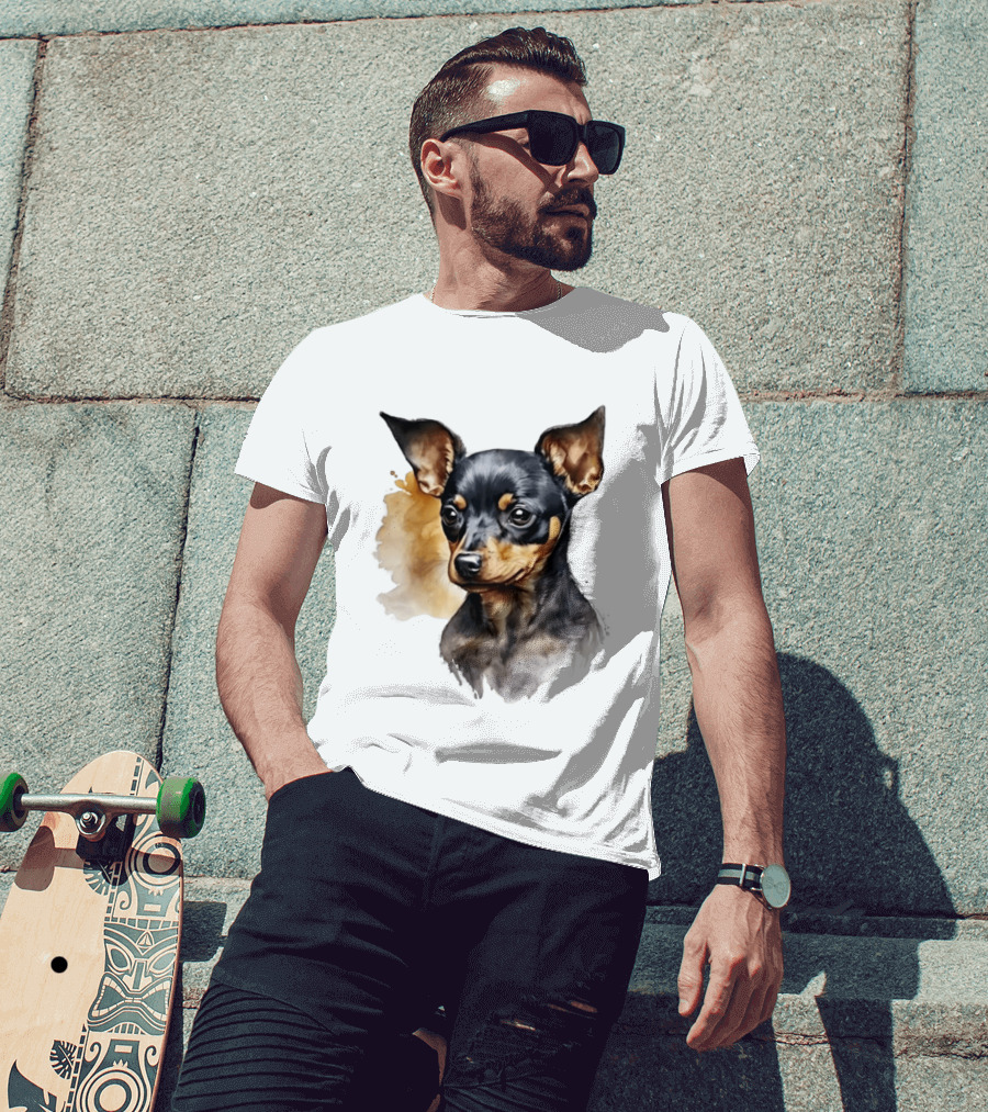 Miniature Pinscher Dog Watercolor T-Shirt