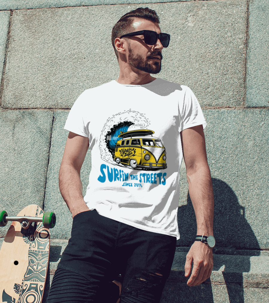 Static Club Volkswagen Bus Surfing Adventure Surfin The Streets Since 2018 T-Shirt
