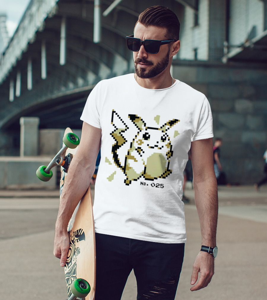 No 025 Pikachu Electricity Spark Pixel T-Shirt