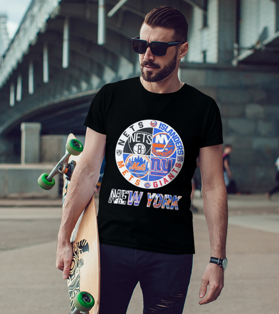 New York Mets Giants Islanders Nets Teams Logo Circle T-Shirt