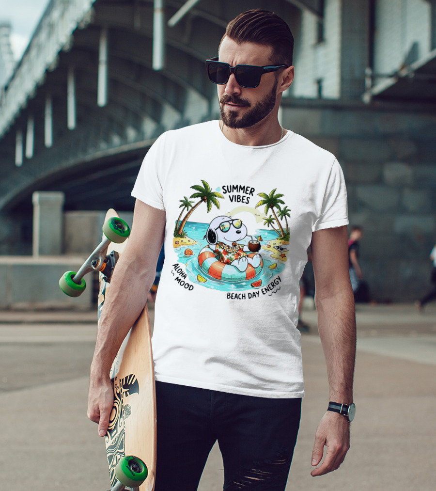 Summer Vibes Aloha Mood Beach Day Energy Snoopy Relaxing T-Shirt