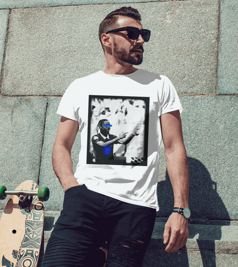 Bradley Barcola France Parasite Number 12 Footballer Blue Accents T-Shirt