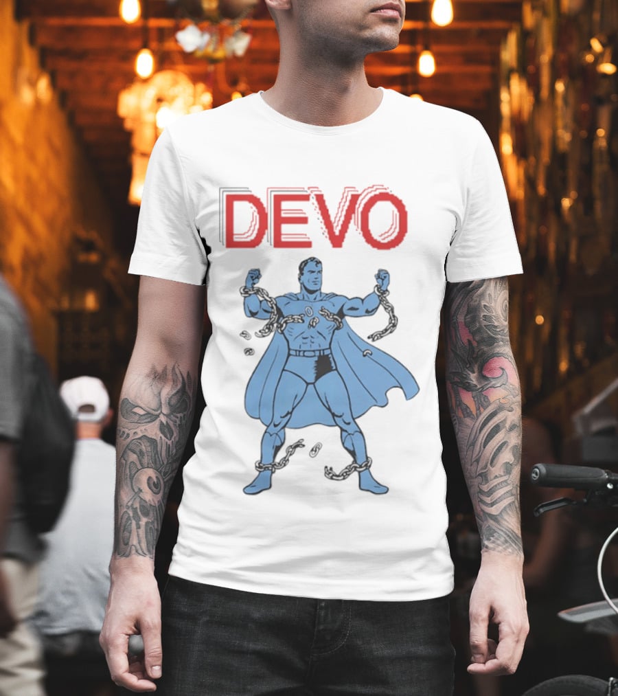 Devo Superhero Comic Style Action Figure T-Shirt
