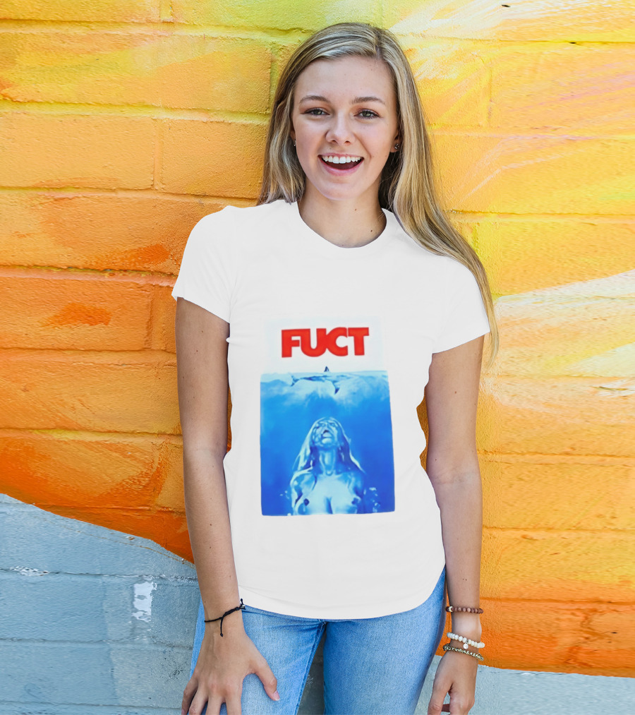 FUCT Jaws Ocean Shark Woman Swimming T-Shirt