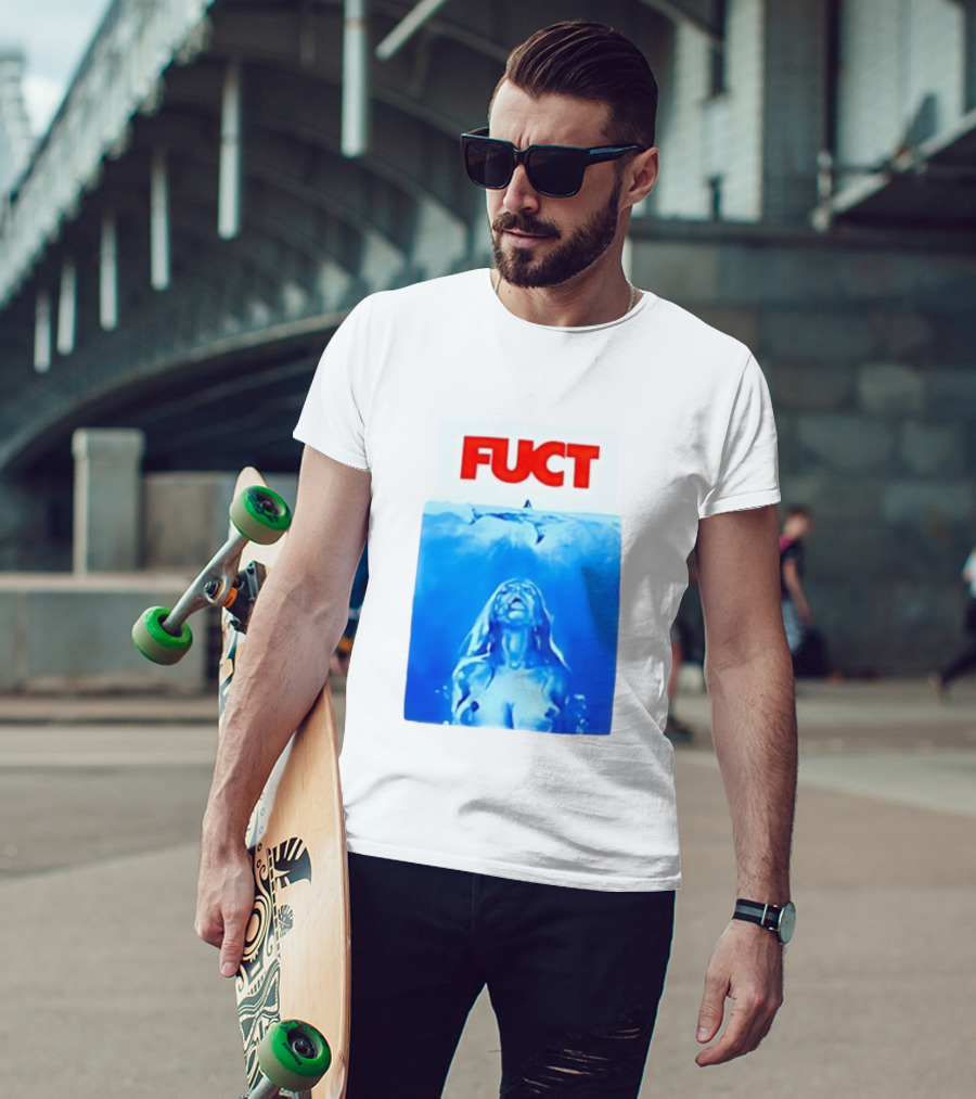 FUCT Jaws Ocean Shark Woman Swimming T-Shirt