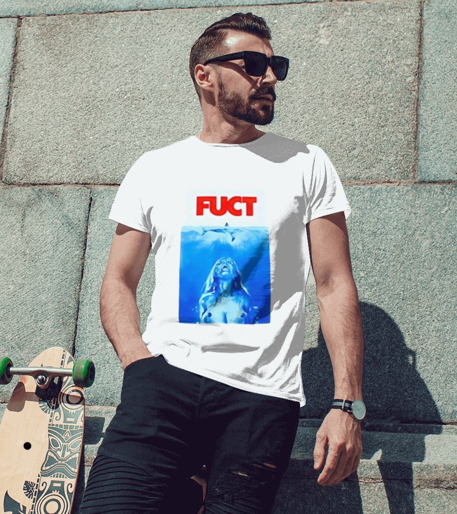 FUCT Jaws Ocean Shark Woman Swimming T-Shirt