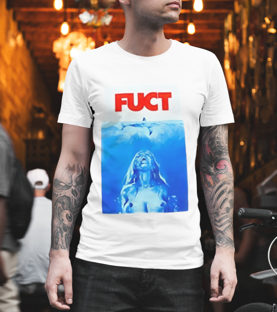 FUCT Jaws Ocean Shark Woman Swimming T-Shirt