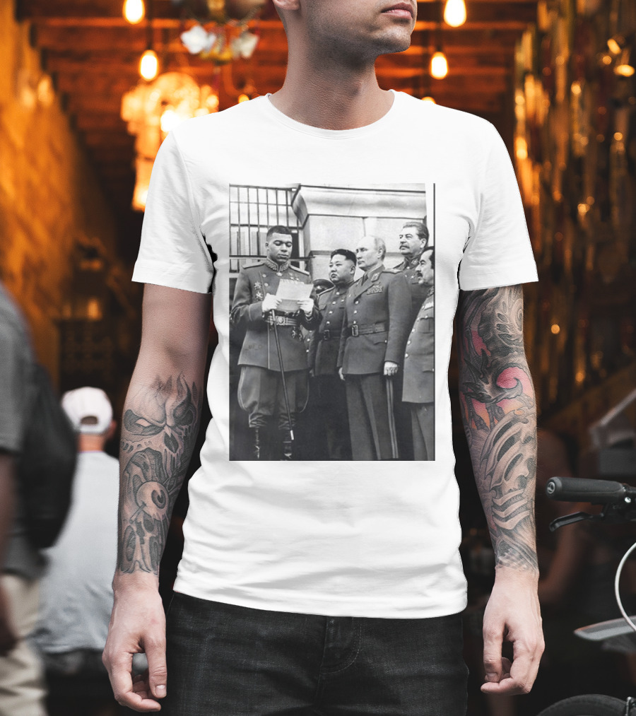 Kylian Mbappé In Historical Dictator Military Uniform Speech Photo T-Shirt