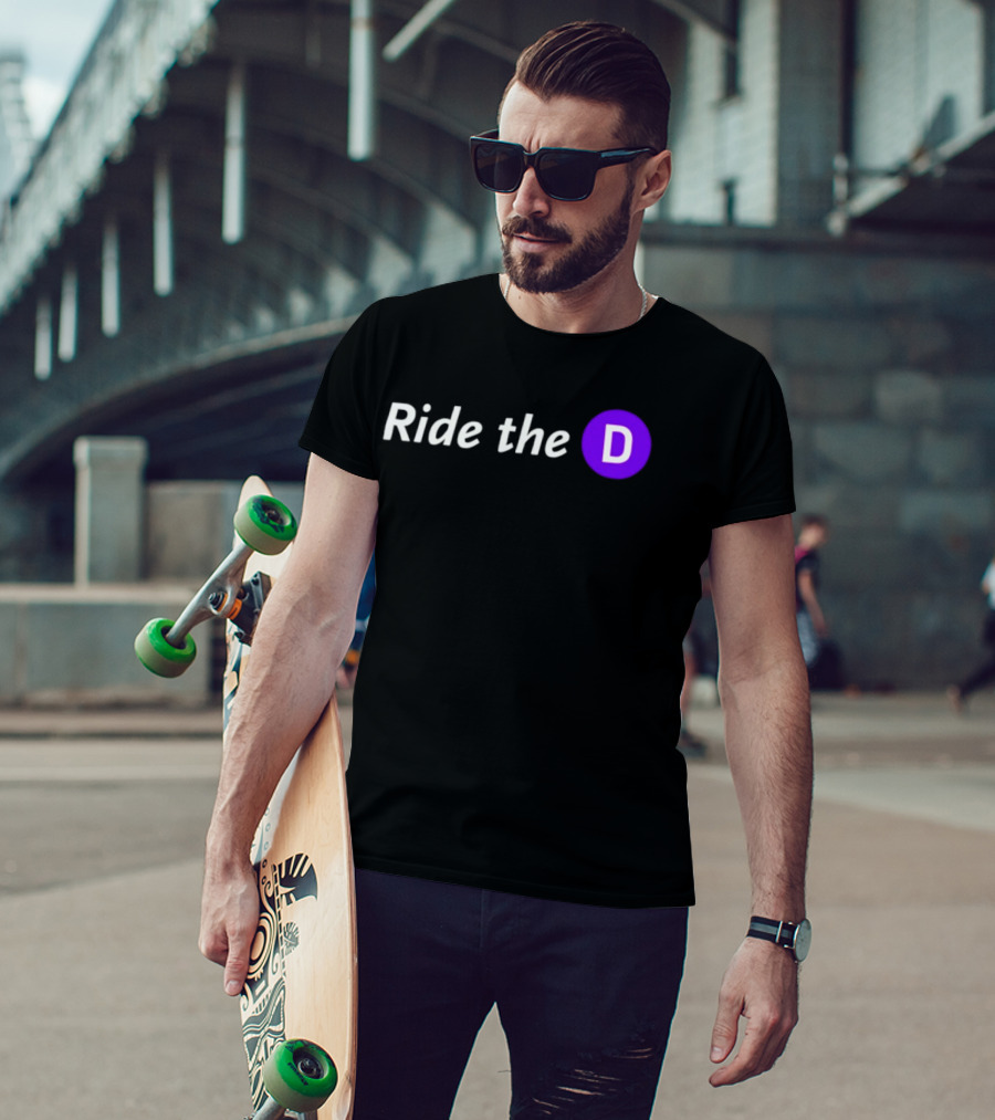 Ride The D Text With Purple Circle Letter D T-Shirt