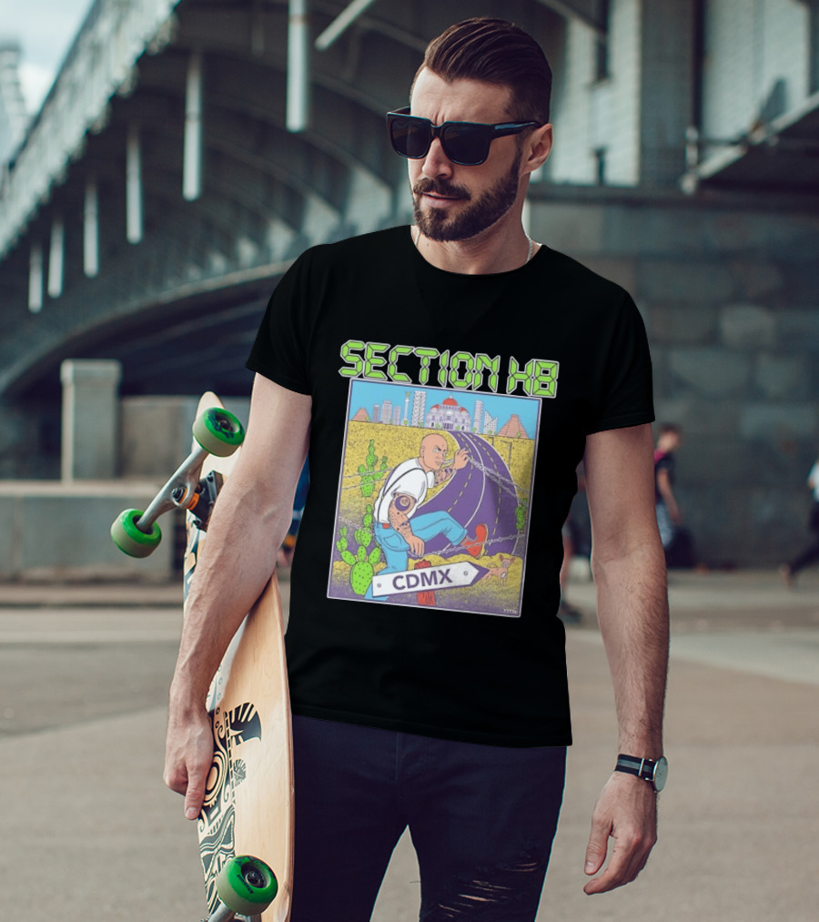 Section H8 CDMX Mexico City Punk Scene Urban Landscape With Cactus T-Shirt
