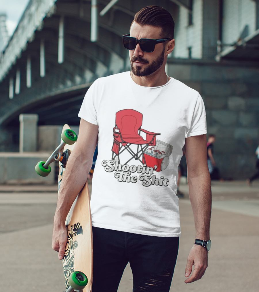 Shootin' The Shit Red Chair And Cooler BBQ Vibes T-Shirt