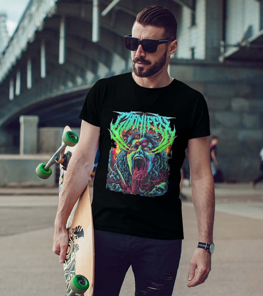 Carnifex Multieyed Screaming Face Metal Band Horror Neon T-Shirt