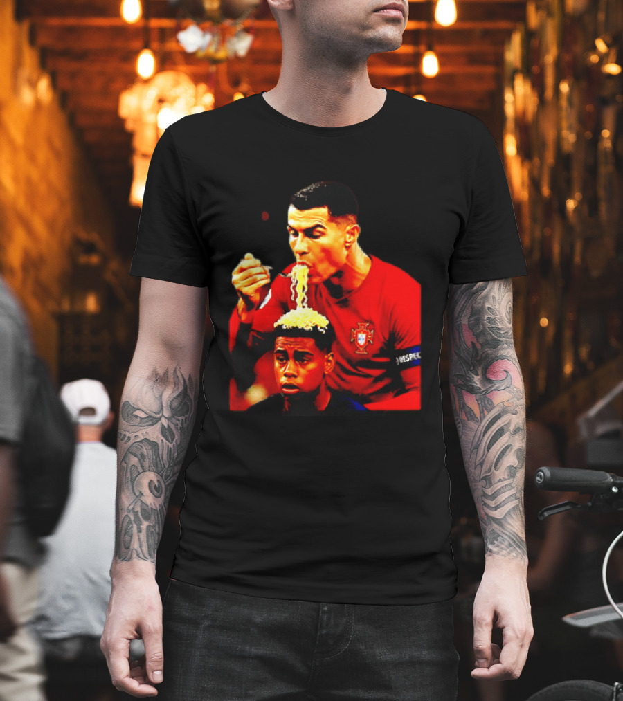 Cristiano Ronaldo Eating Noodles Meme Portugal Football UEFA T-Shirt