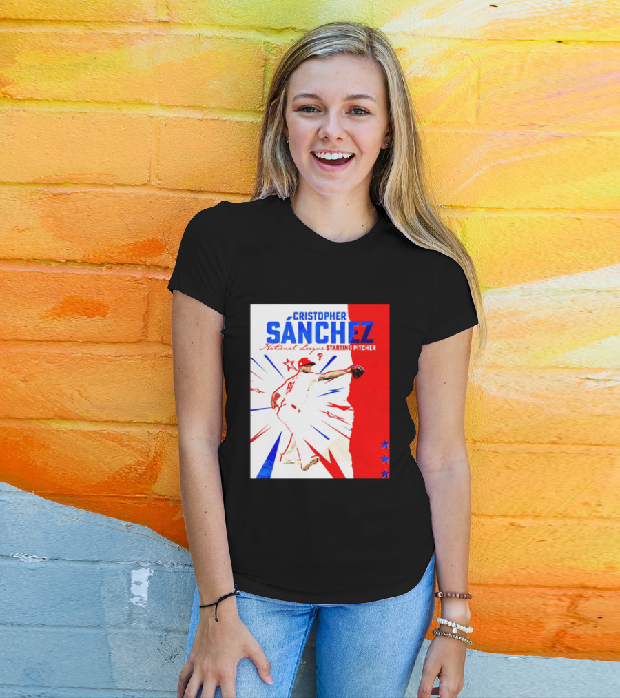 Cristopher Sánchez Philadelphia Phillies National League Starting Pitcher Red White Blue Stars T-Shirt
