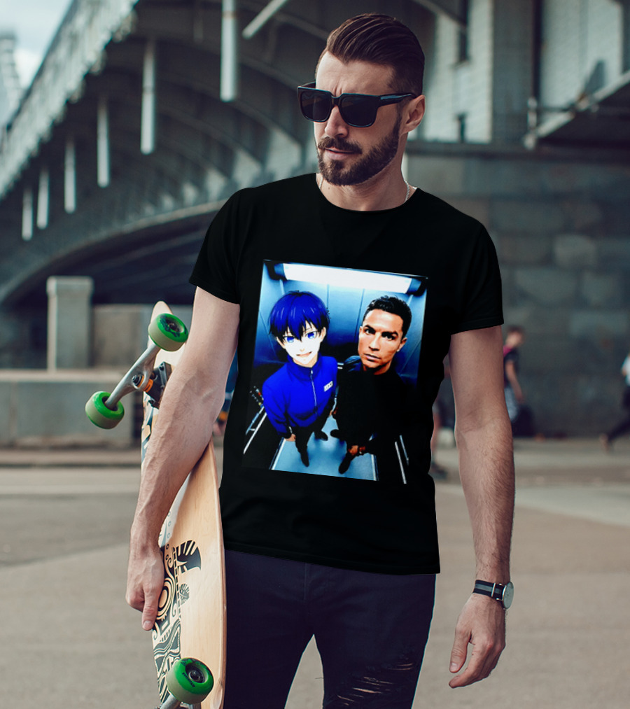 Ema Isagi Cristiano Ronaldo Collaboration Blue Lock Anime Football Star T-Shirt