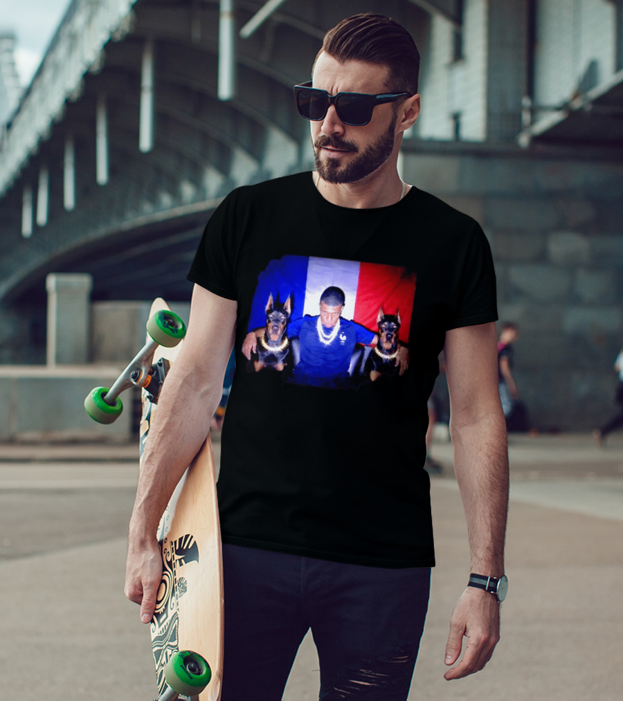 Kylian Mbappe France National Football Team With Dogs French Flag T-Shirt