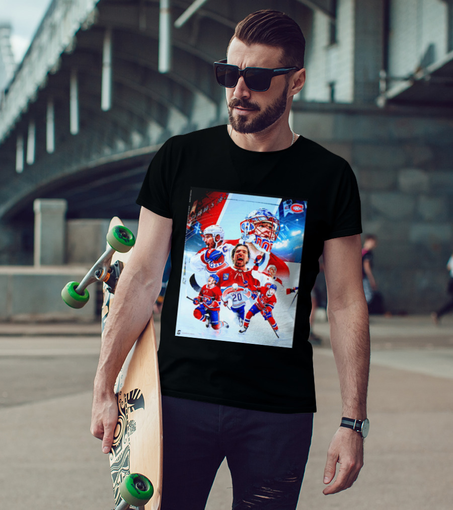 Montreal Canadiens Players And Goalkeeper Collage Featuring Number 20 T-Shirt