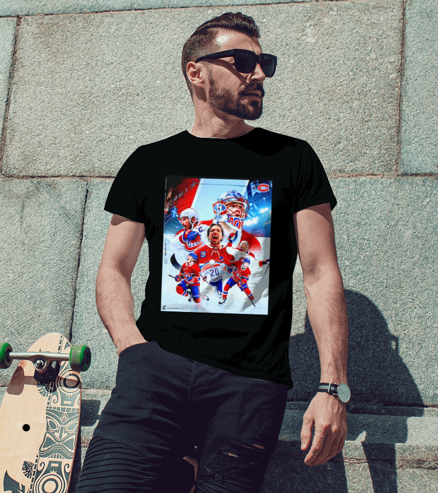 Montreal Canadiens Players And Goalkeeper Collage Featuring Number 20 T-Shirt