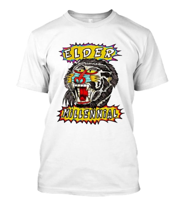 Elder Millennial Baboon Primate Roaring Head T-Shirt