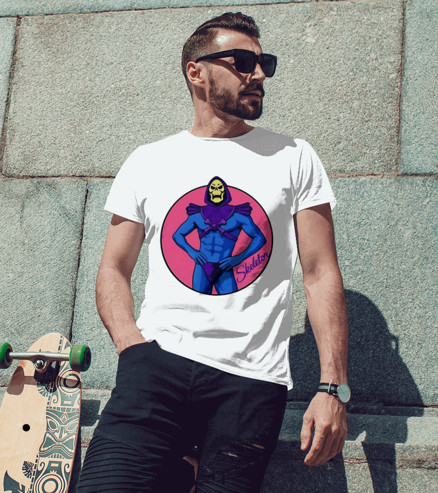 Skeletor Powerful Stance Pink T-Shirt