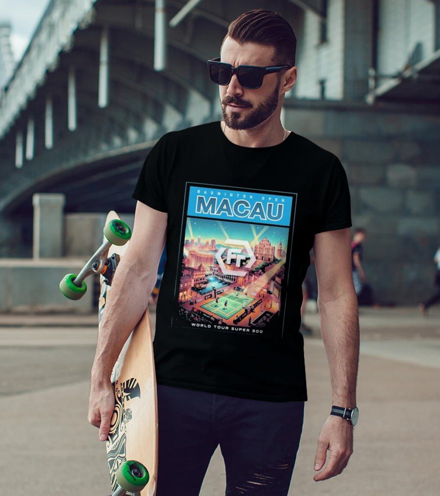 Badminton Open Macau 2026 World Tour Super 300 Cityscape Scene T-Shirt