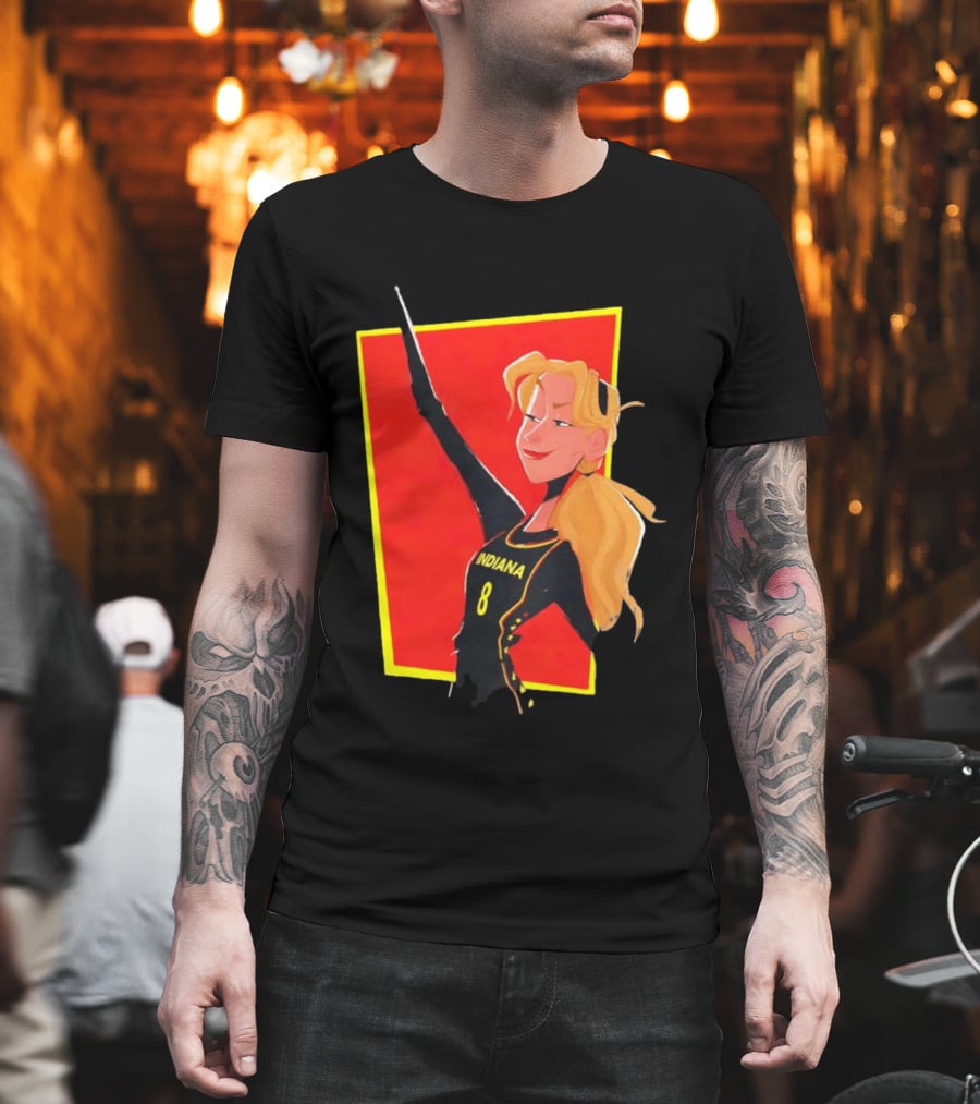 Indiana Blonde Number 8 Pointing In Black And Yellow Sports Uniform T-Shirt