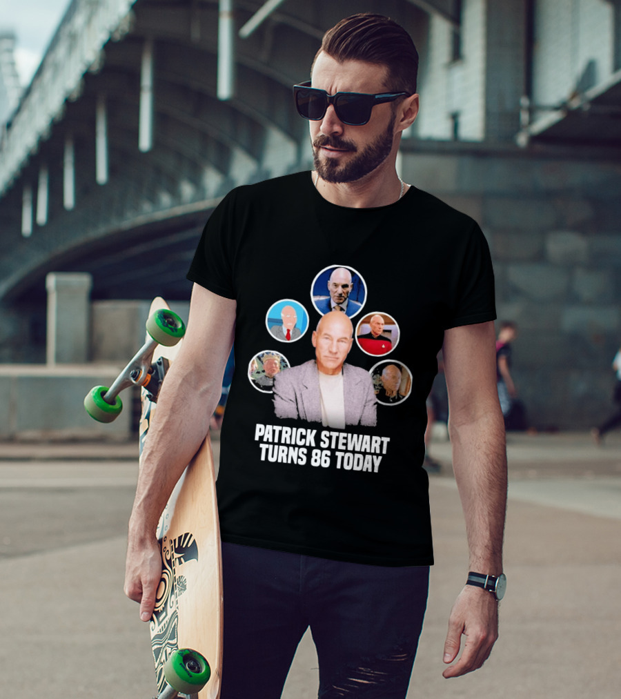 Patrick Stewart Turns 86 Today Iconic Roles Celebration Image T-Shirt