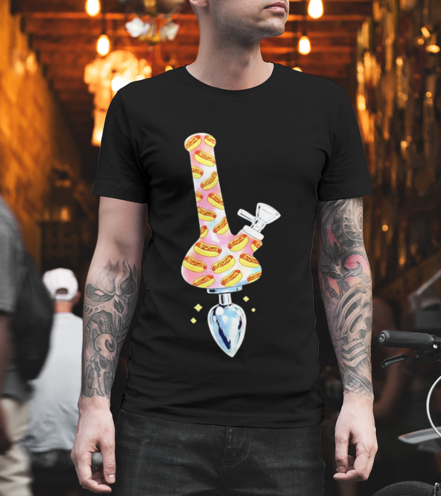 Hotdog Patterned Bong Buttplug T-Shirt