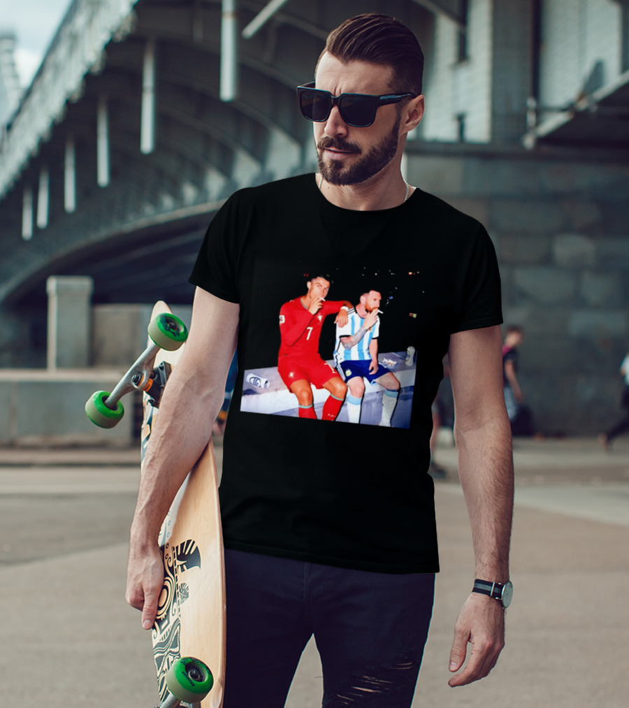 Cristiano Ronaldo Lionel Messi Smoking National Legends T-Shirt