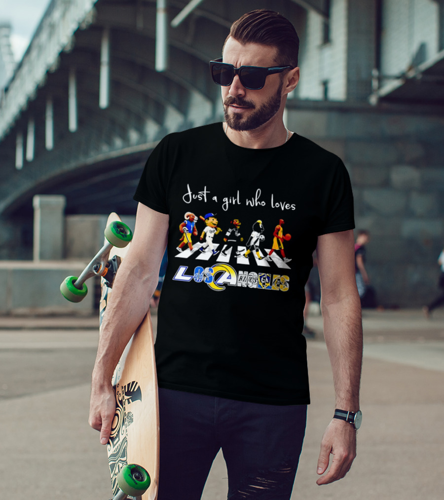 Just A Girl Who Loves Los Angeles Sports Teams Abbey Road Crosswalk T-Shirt