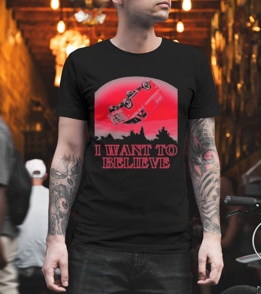 The X Files I Want To Believe Upside Down Car T-Shirt