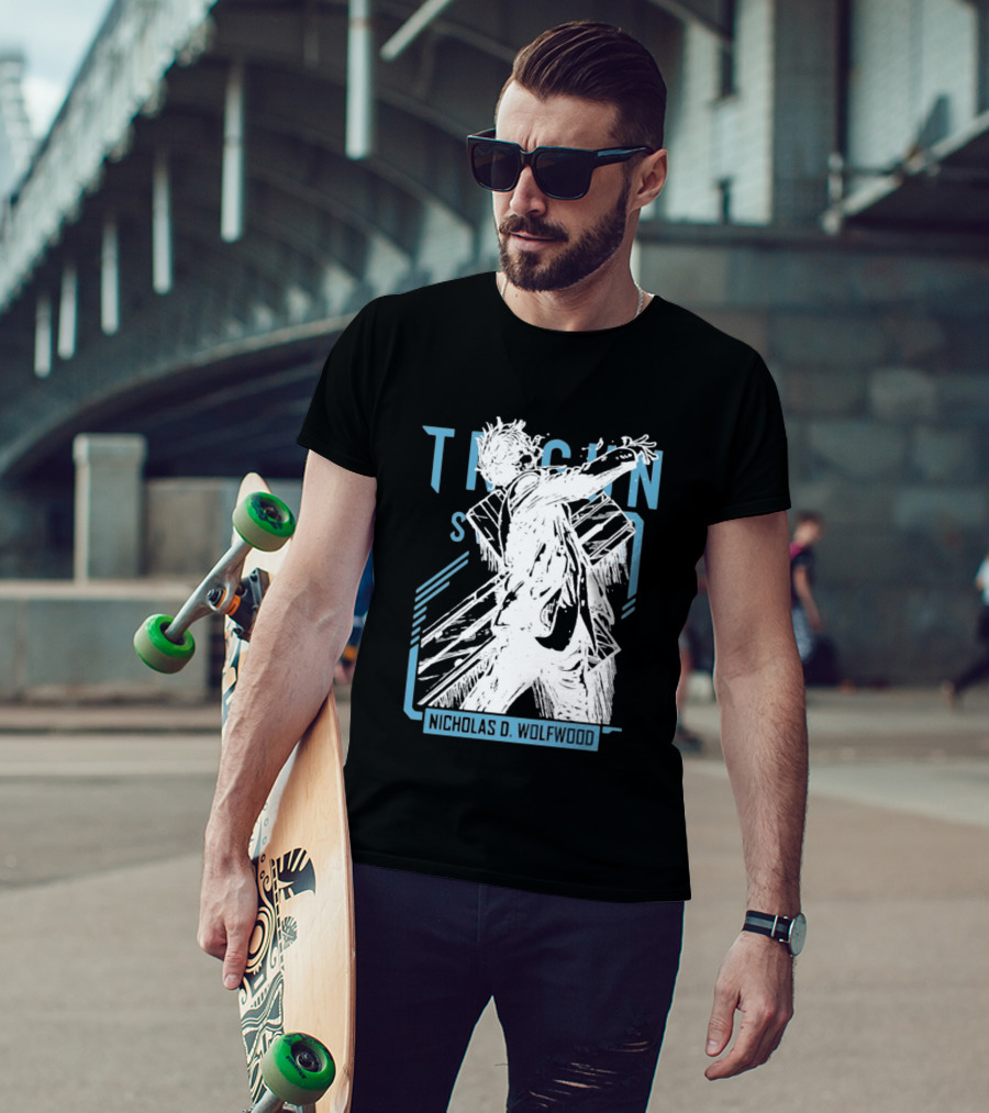 Trigun Stampede Nicholas D Wolfwood Cross Sketch T-Shirt