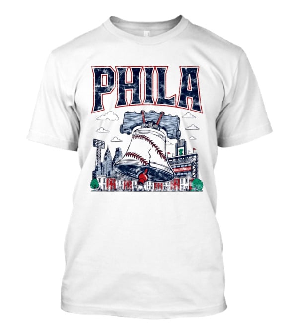 Phila Liberty Bell Baseball Fusion With Philly Sports Stadium Vintage Look T-Shirt