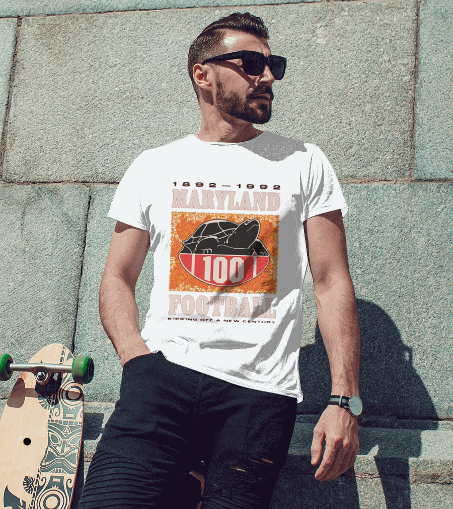Maryland Football 1892 1992 Centennial Kicking Off A New Century Terps Turtle T-Shirt