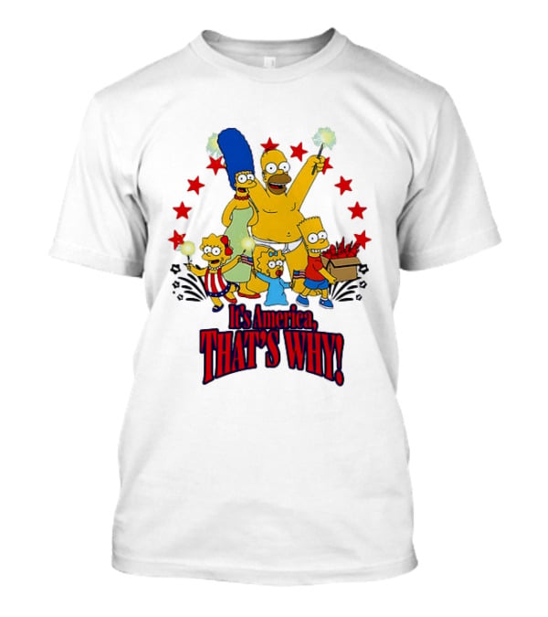 Simpsons Family It's America That's Why Fireworks Celebration Stars T-Shirt