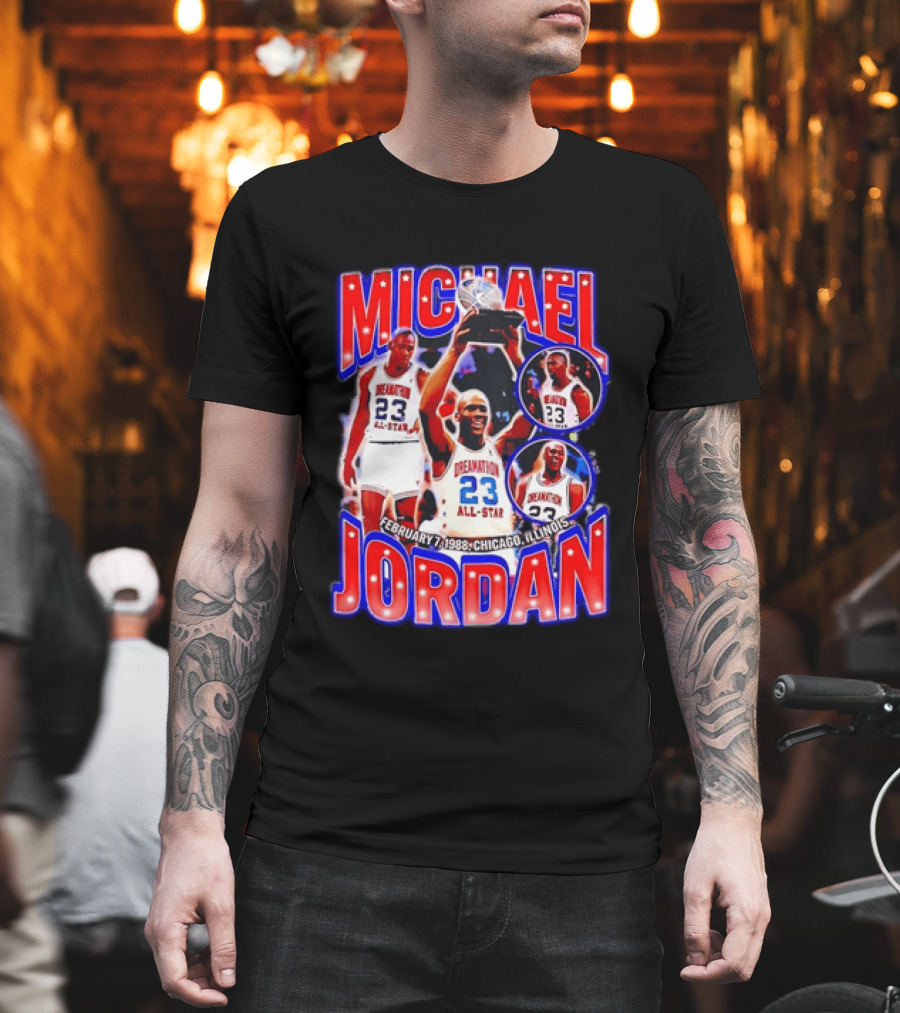 Michael Jordan February 7 1988 Chicago Illinois All Star Trophy Dream Team 23 T-Shirt