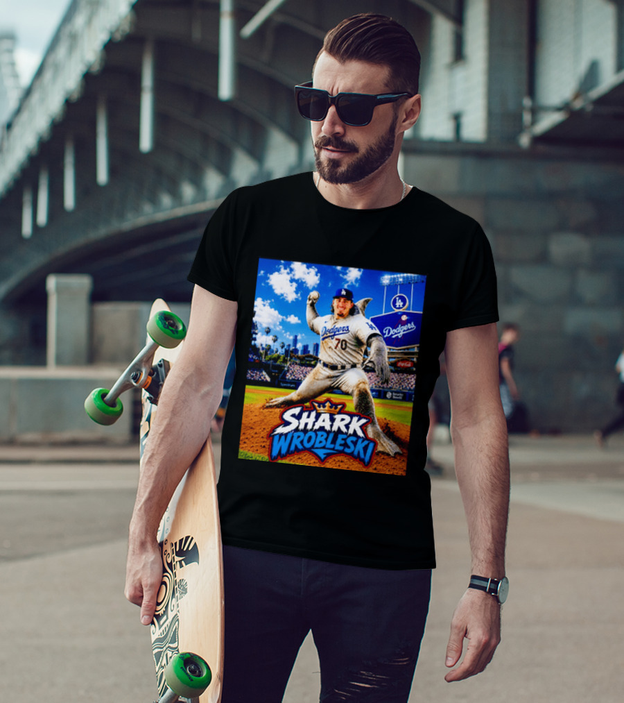 Shark Wrobleski Los Angeles Dodgers No 70 Iconic Baseball Player Fantasy T-Shirt