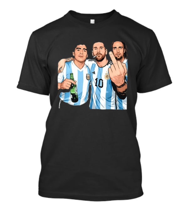 Messi Maradona Batistuta Argentina Football Legends T-Shirt