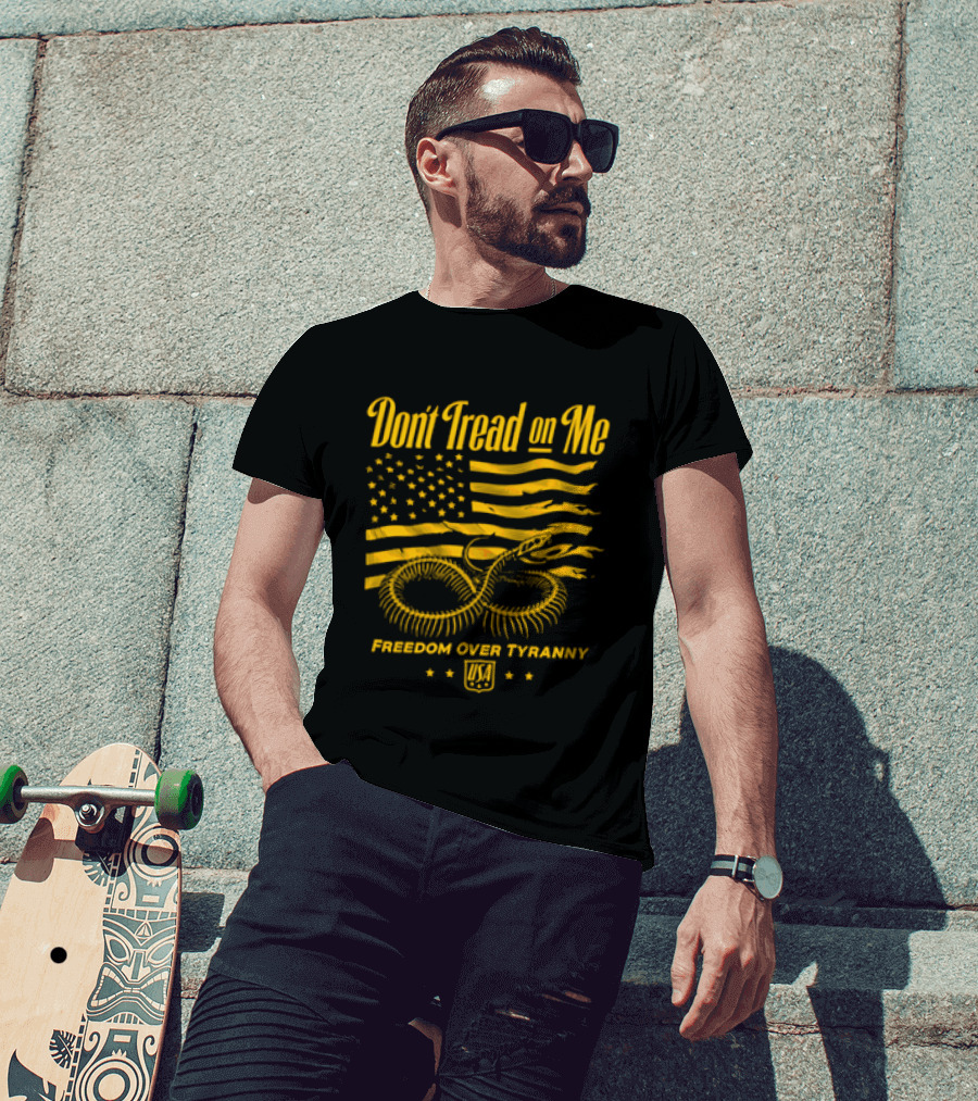 Don't Tread On Me Freedom Over Tyranny American Flag Snake T-Shirt