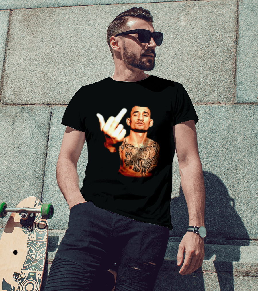 Max Holloway UFC Fighter Pose Middle Finger Tattoo T-Shirt