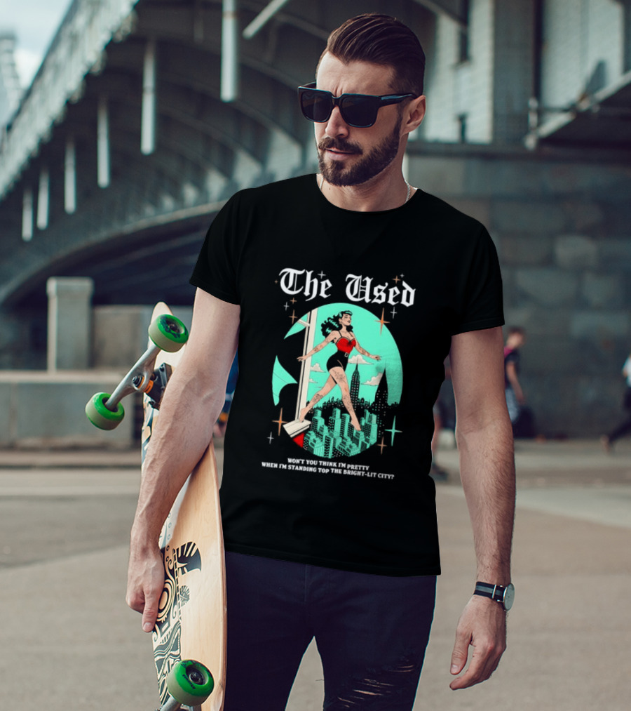 The Used Won't You Think I'm Pretty When I'm Standing Top The Bright Lit City Retro Aesthetic T-Shirt