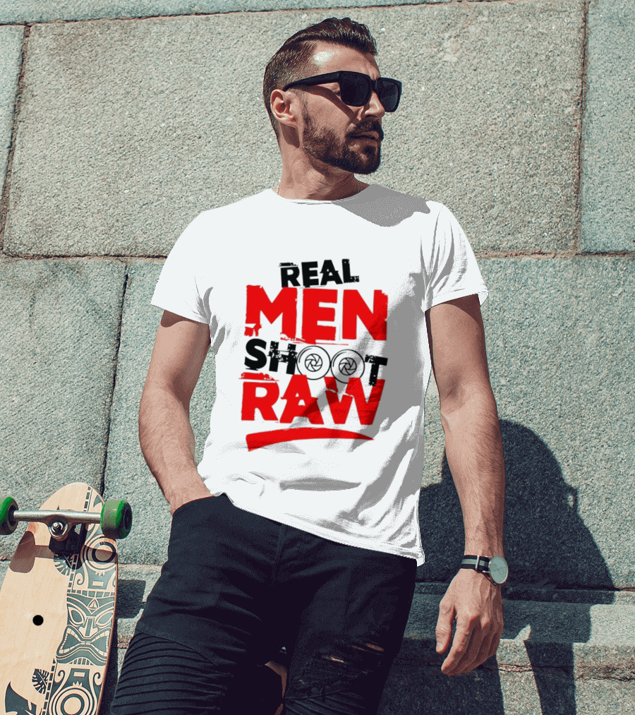 Real Men Shoot RAW Camera Shutter Aperture Photography T-Shirt