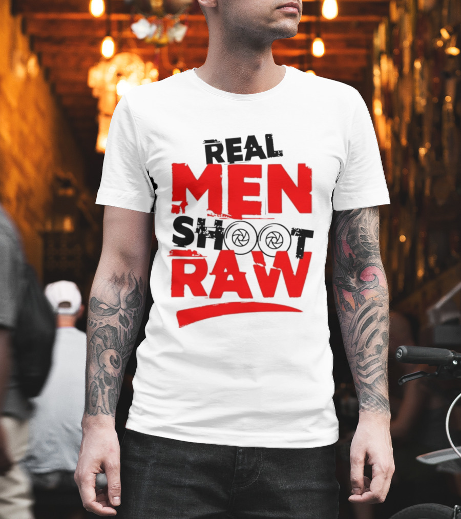 Real Men Shoot RAW Camera Shutter Aperture Photography T-Shirt