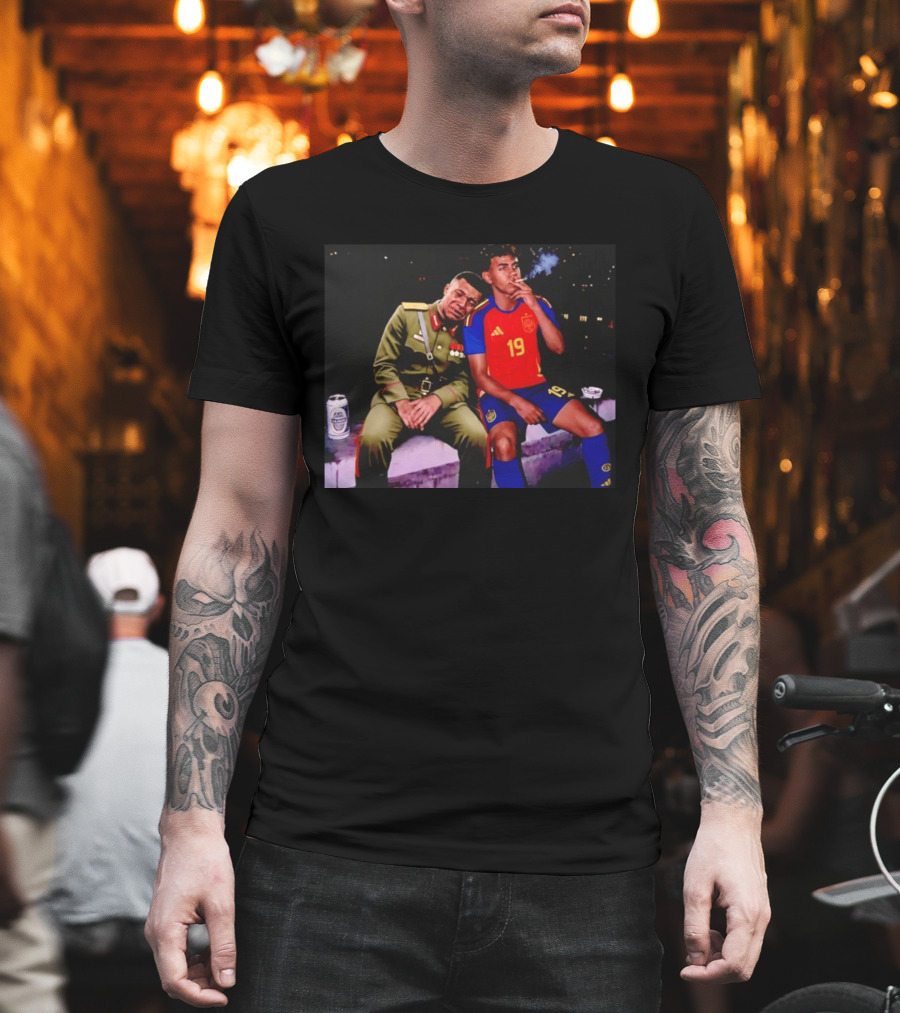 Kylian Mbappe And Lamine Yamal Smoking Spain Number 19 Soccer T-Shirt