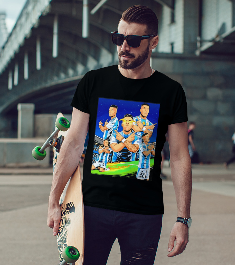 Lautaro Martinez Argentina National Team Collage Soccer Star Celebration T-Shirt