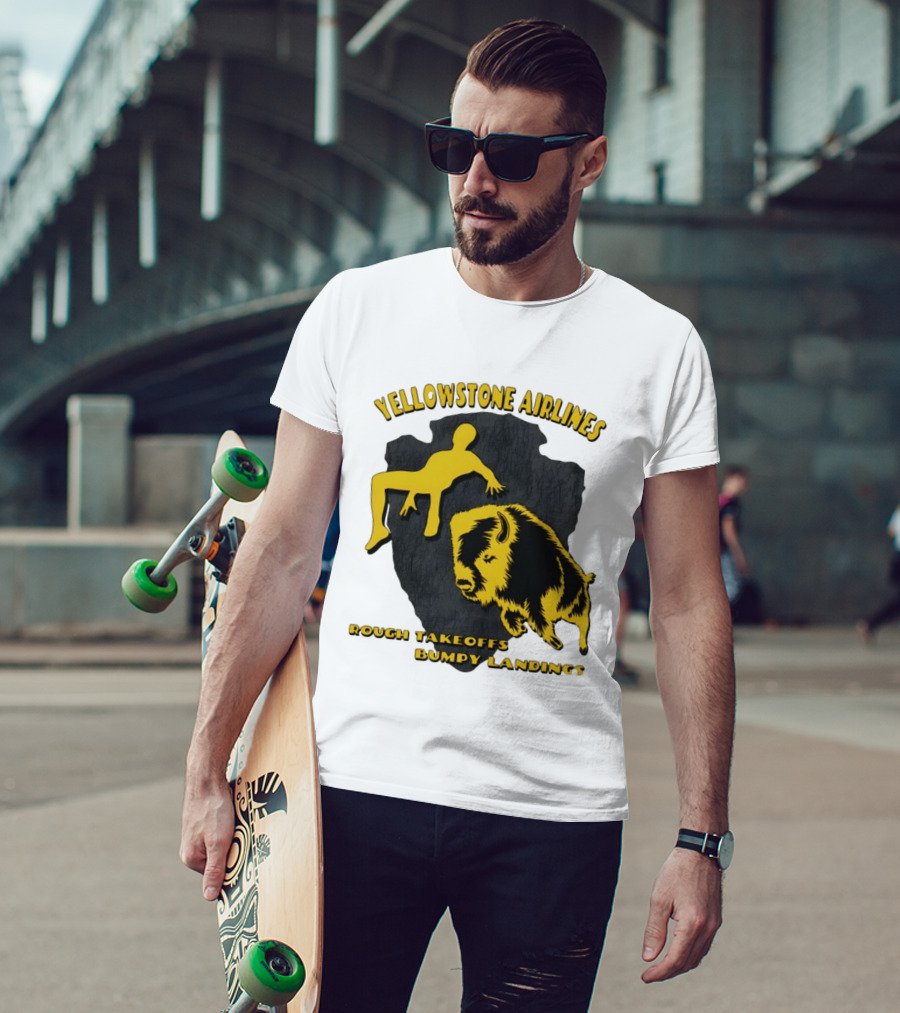 Yellowstone Airlines Rough Takeoffs Bumpy Landings Bison Tourist T-Shirt