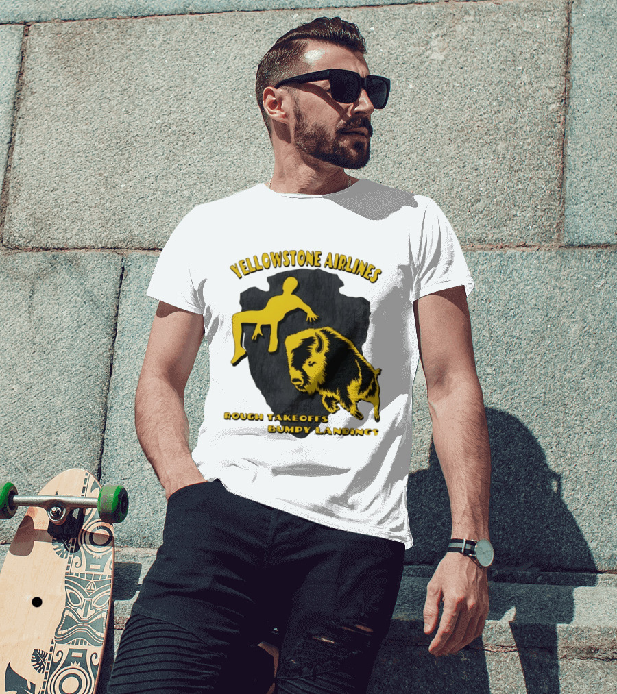 Yellowstone Airlines Rough Takeoffs Bumpy Landings Bison Tourist T-Shirt