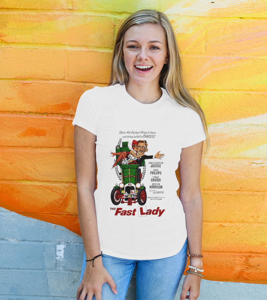 The Fast Lady Movie James Robertson Justice Leslie Phillips Stanley Baxter Kathleen Harrison Julie Christie T-Shirt