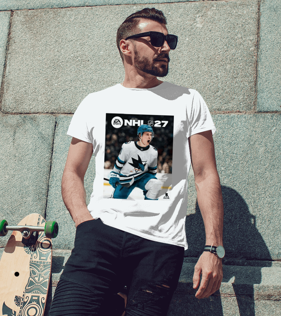 EA Sports NHL 27 Macklin Celebrini San Jose Sharks Cover Athlete NHLPA T-Shirt